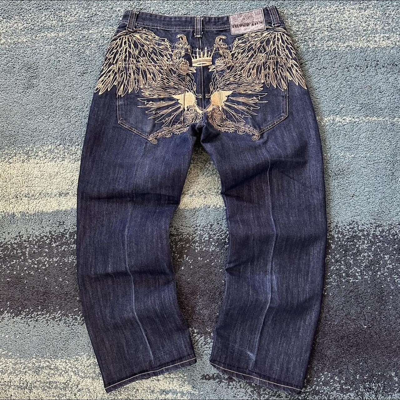 Crazy Vintage Y2K Imperious Jeans Embroidered Baggy... - Depop