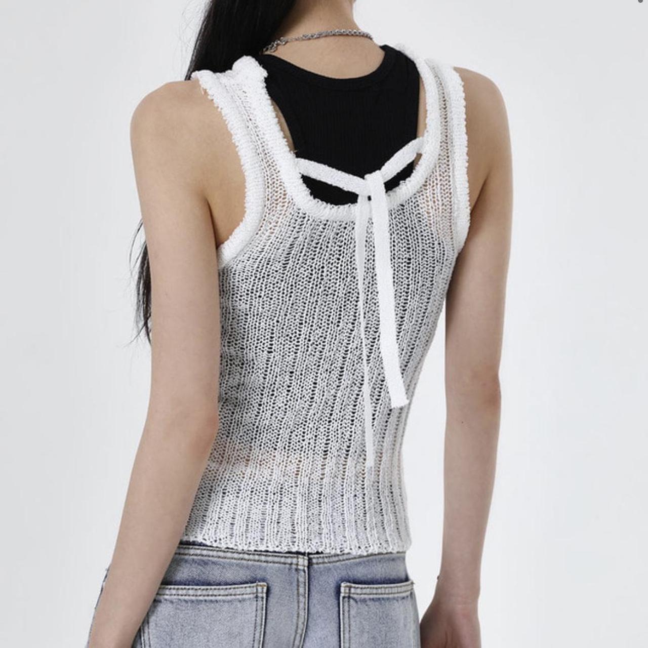 Knitted tank with tie detail at back NWT New With