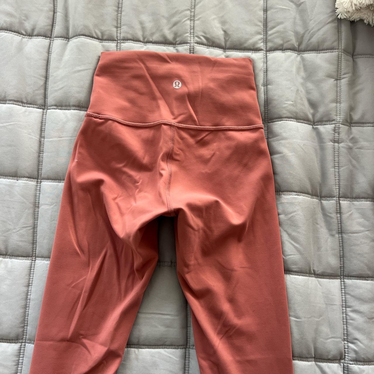 Lululemon Women's Orange and Burgundy Leggings | Depop