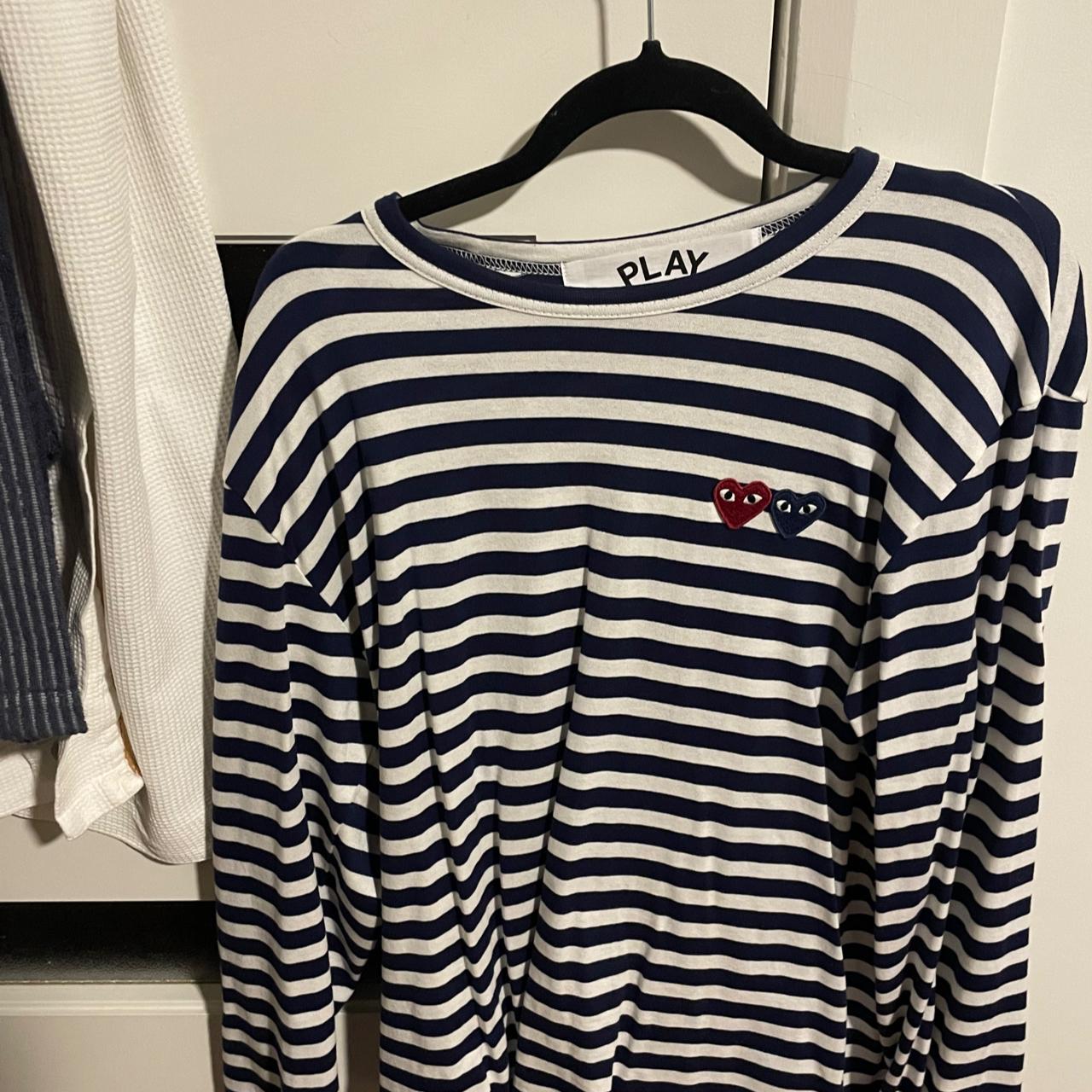 Commes De Garçon stripe shirt With red and blue... - Depop