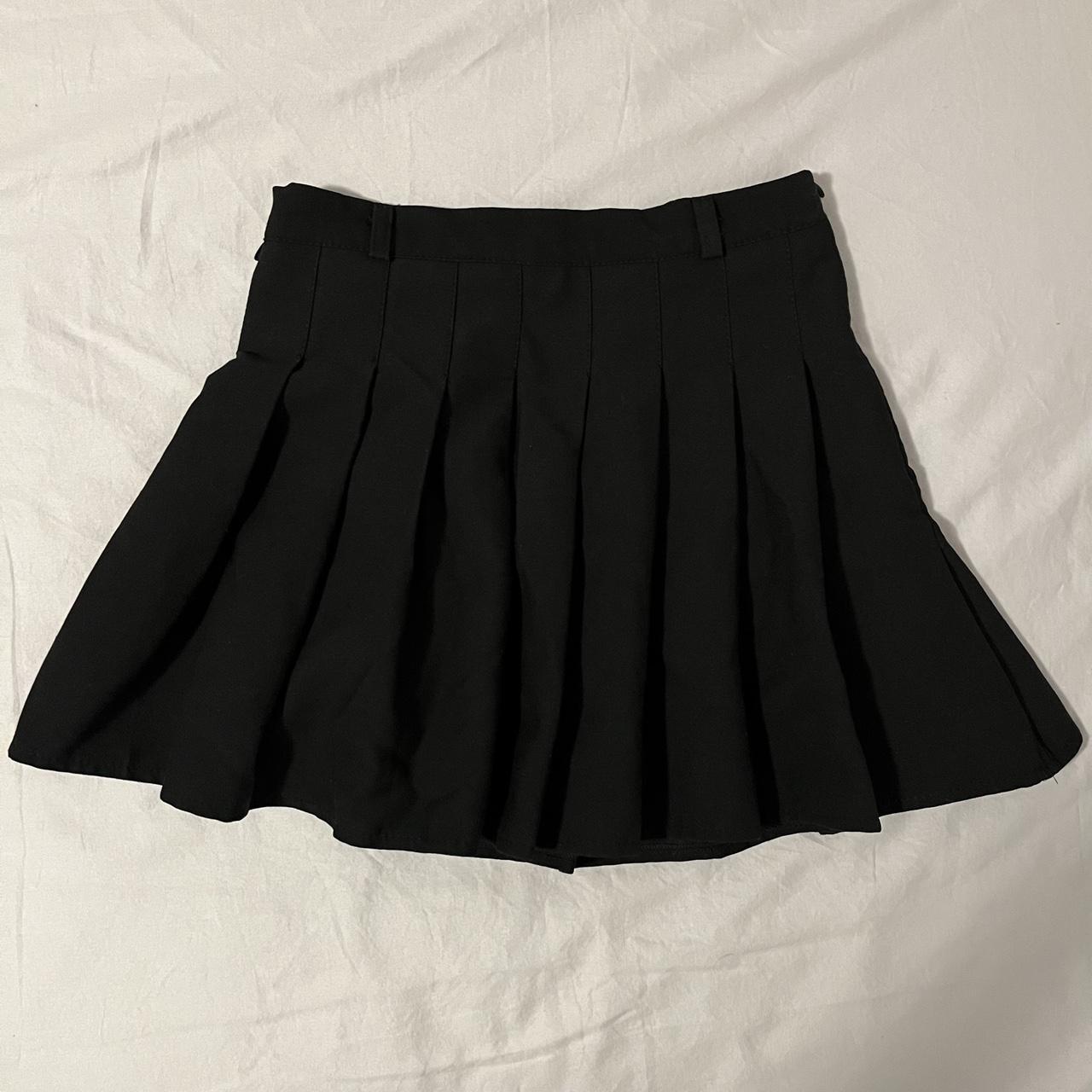 Black pleated tennis mini skirt. size medium. - Depop