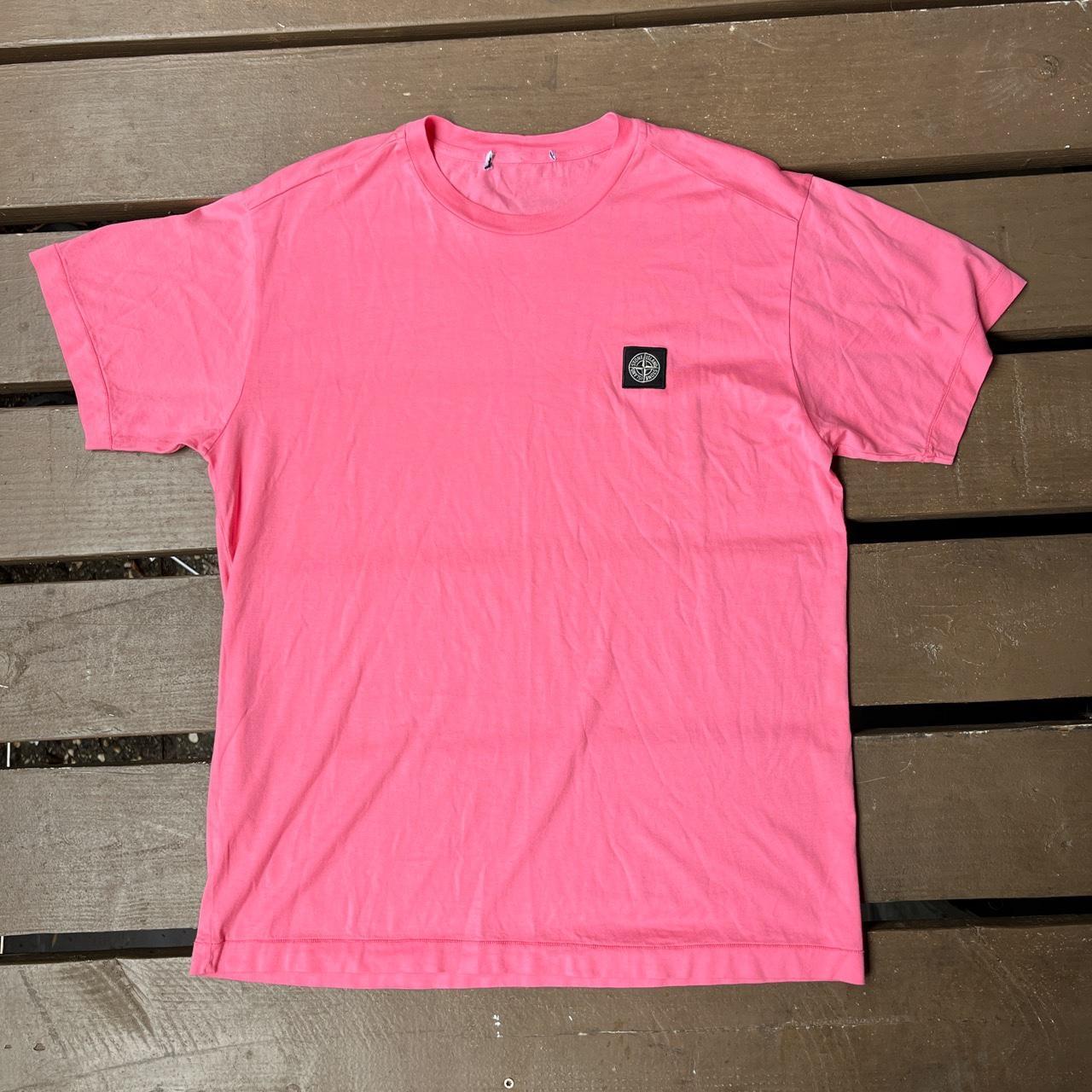 Stone island pink on sale shirt