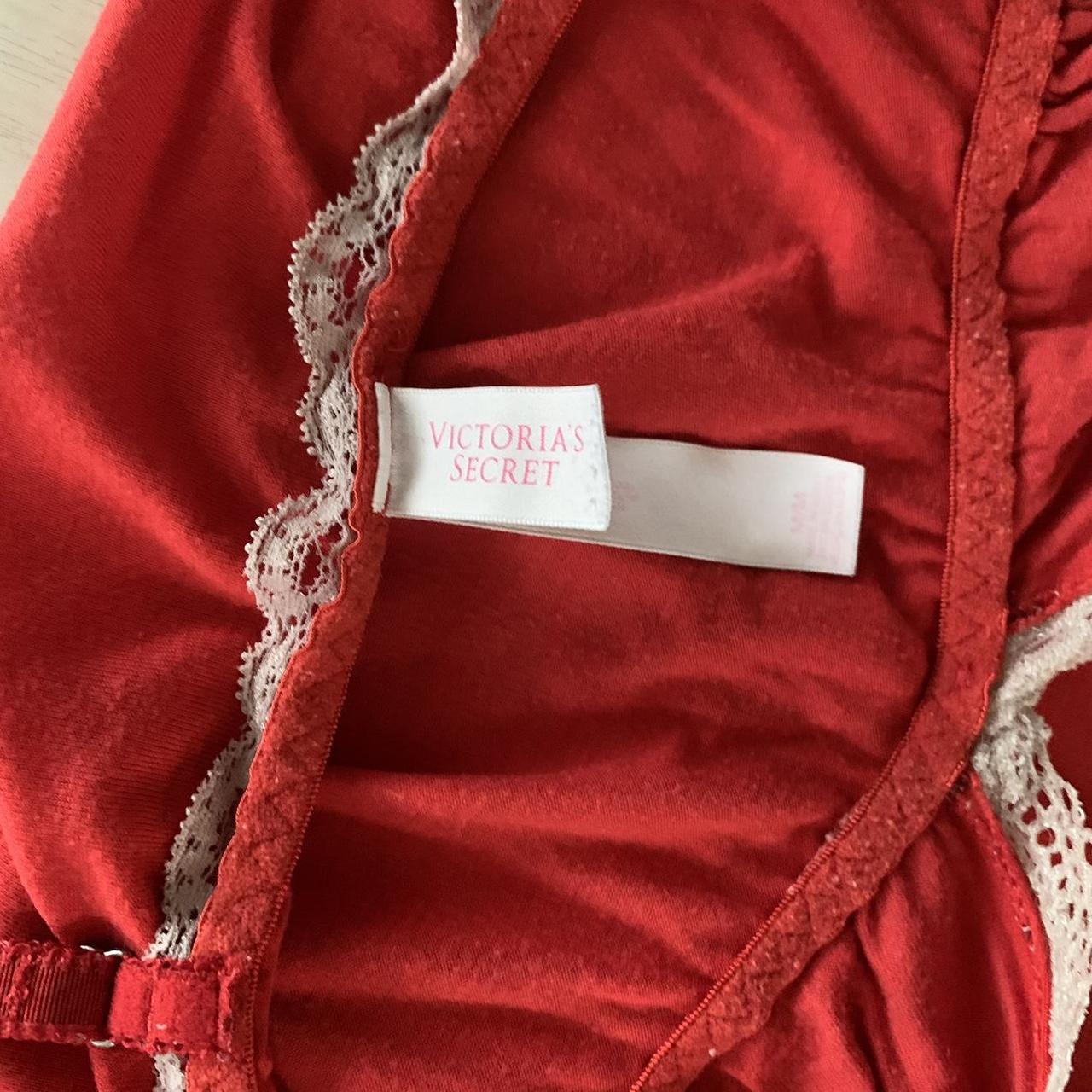 Victoria's Secret Women's Red and Cream Vest | Depop