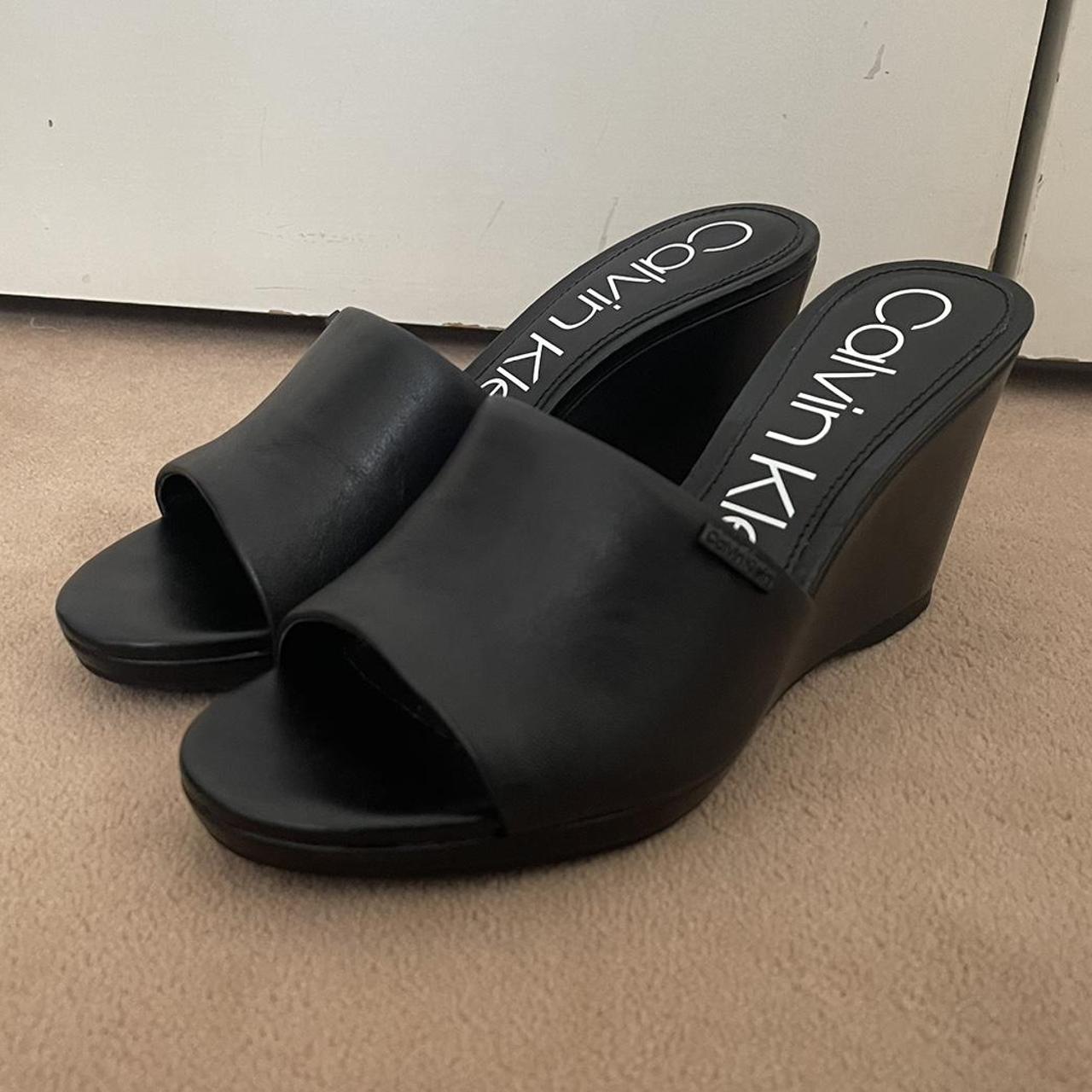 calvin klein black wedges