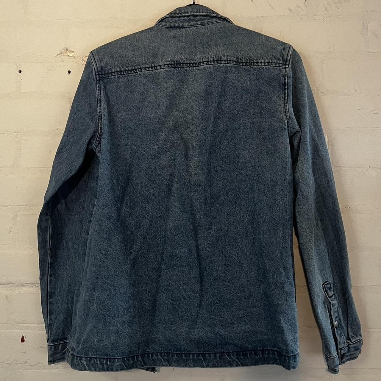 Forever 21 pop button denim shirt XS Used in... - Depop