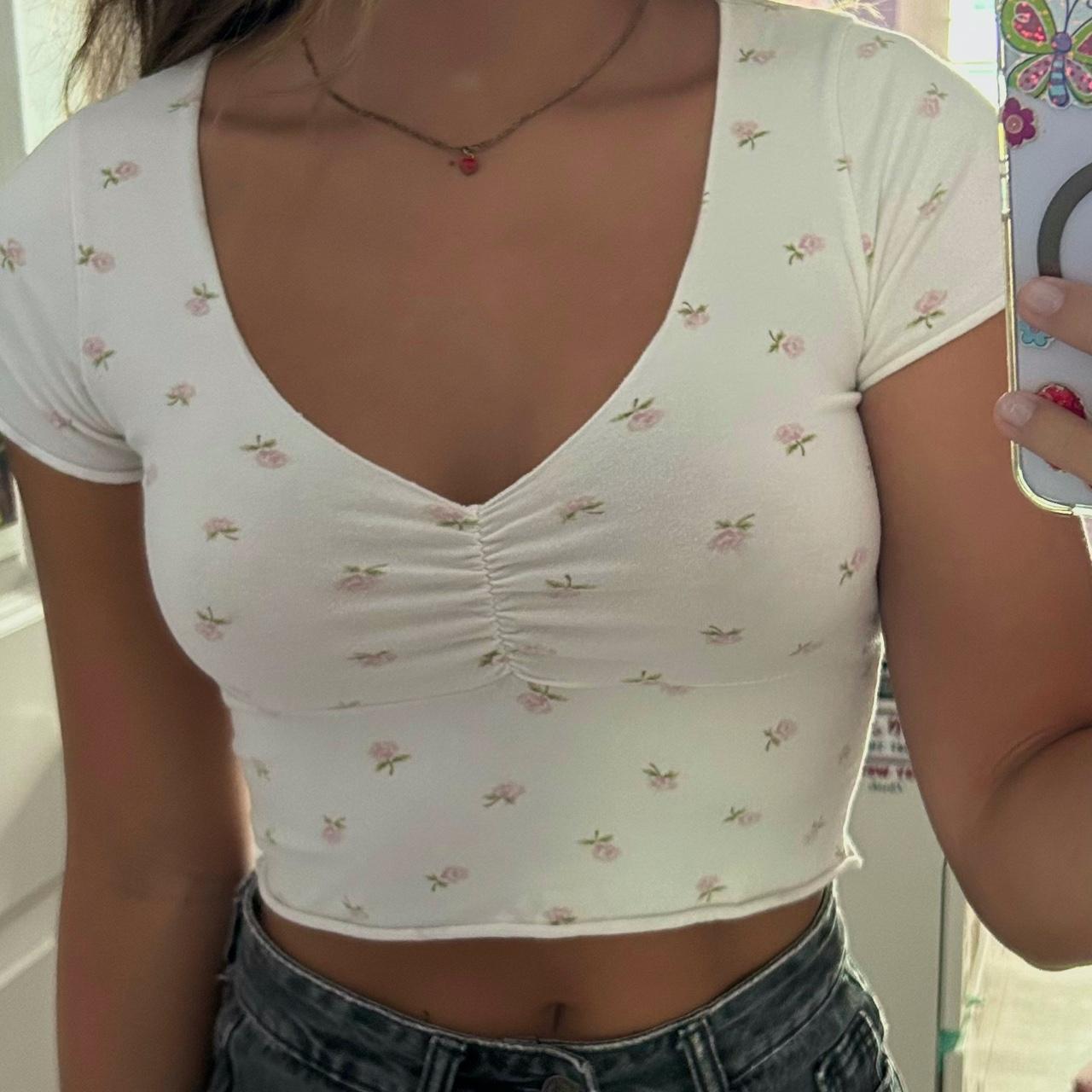 Brandy Melville White Crop Top - Depop