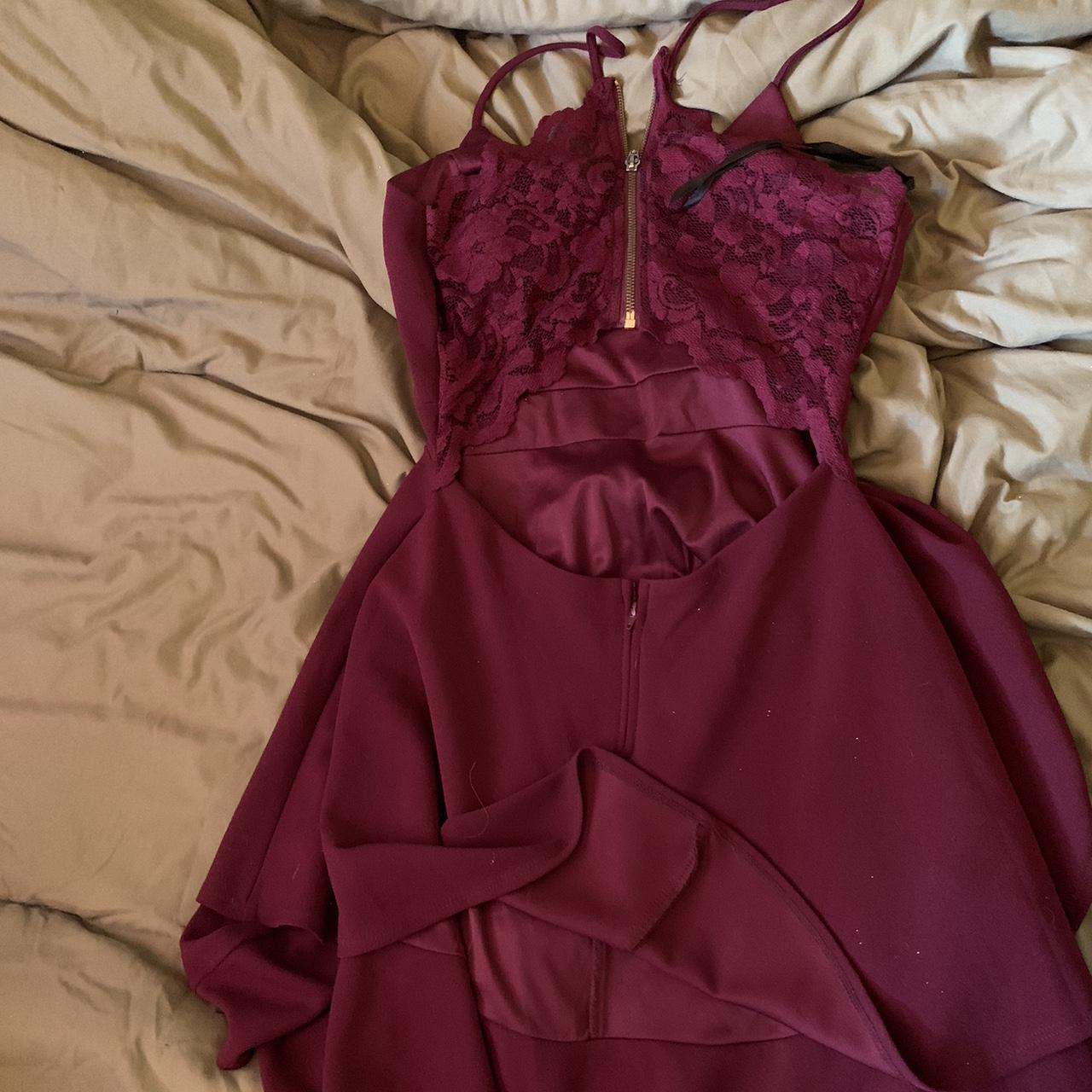 B Darlin Women's Burgundy Dress | Depop