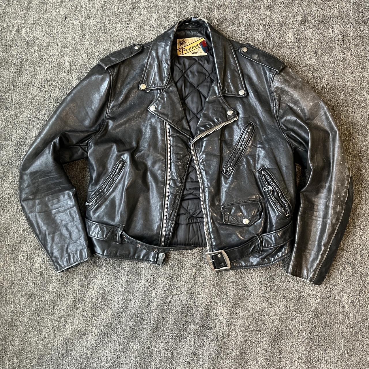 Schott Men's Black and Silver Jacket | Depop