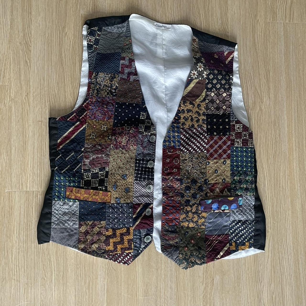 Men's Vest - Multi - M – Multicoloured patchwork … - image 1