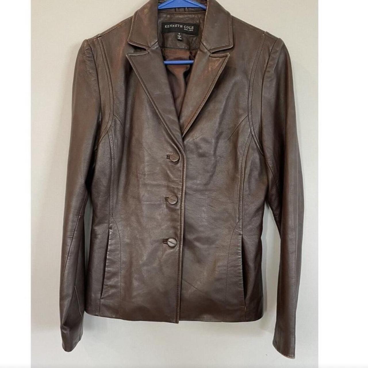 Store Kenneth Cole Leather Jacket Brown Vintage