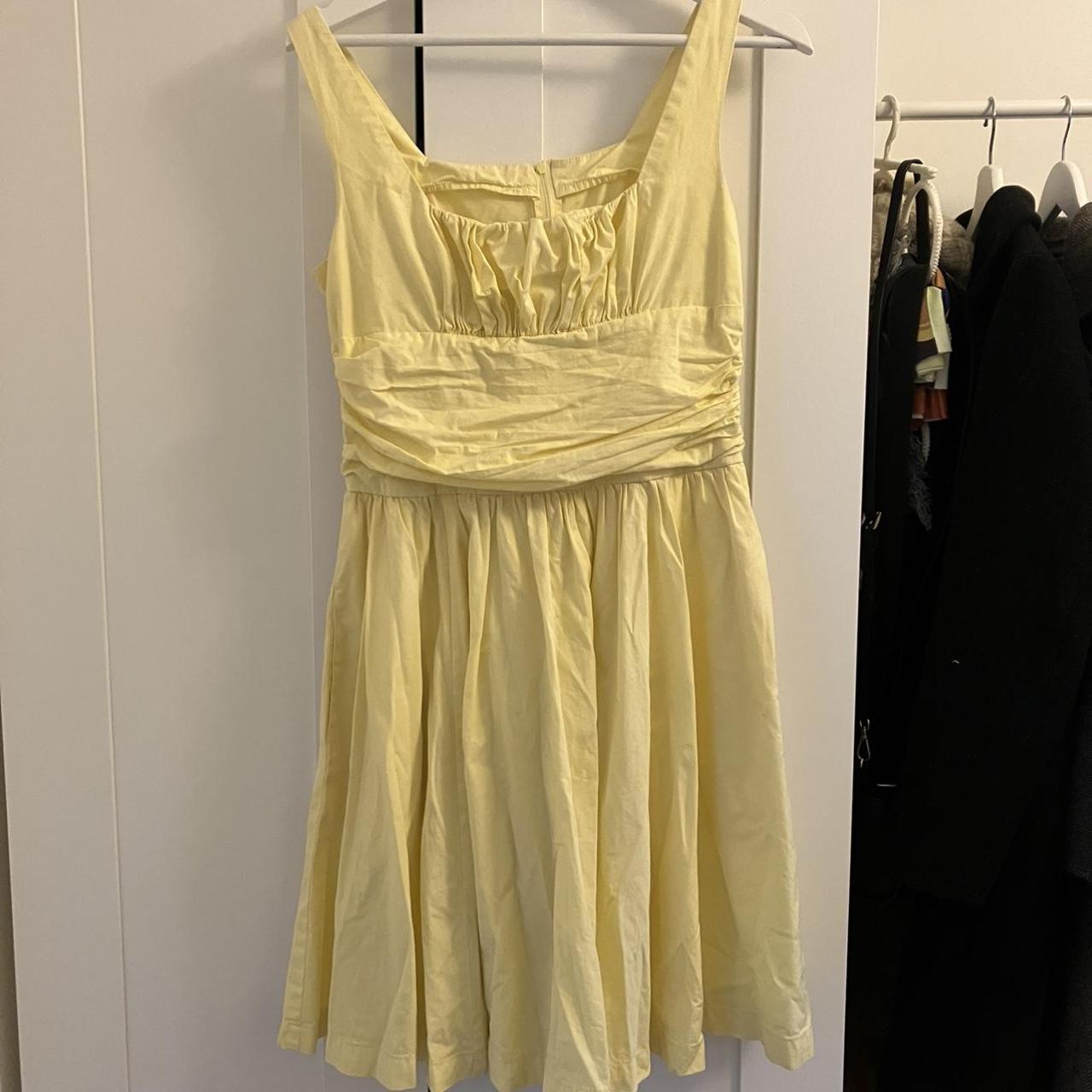 Women's Yellow and Cream Dress Depop