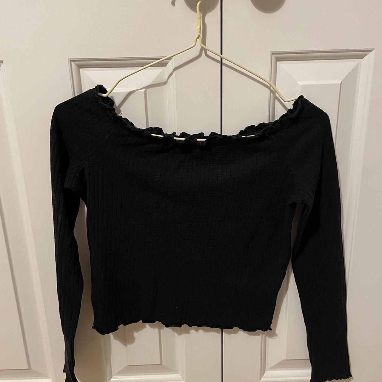 Basic Black Long Sleeve Top. Ribbed, With Lettuce... - Depop