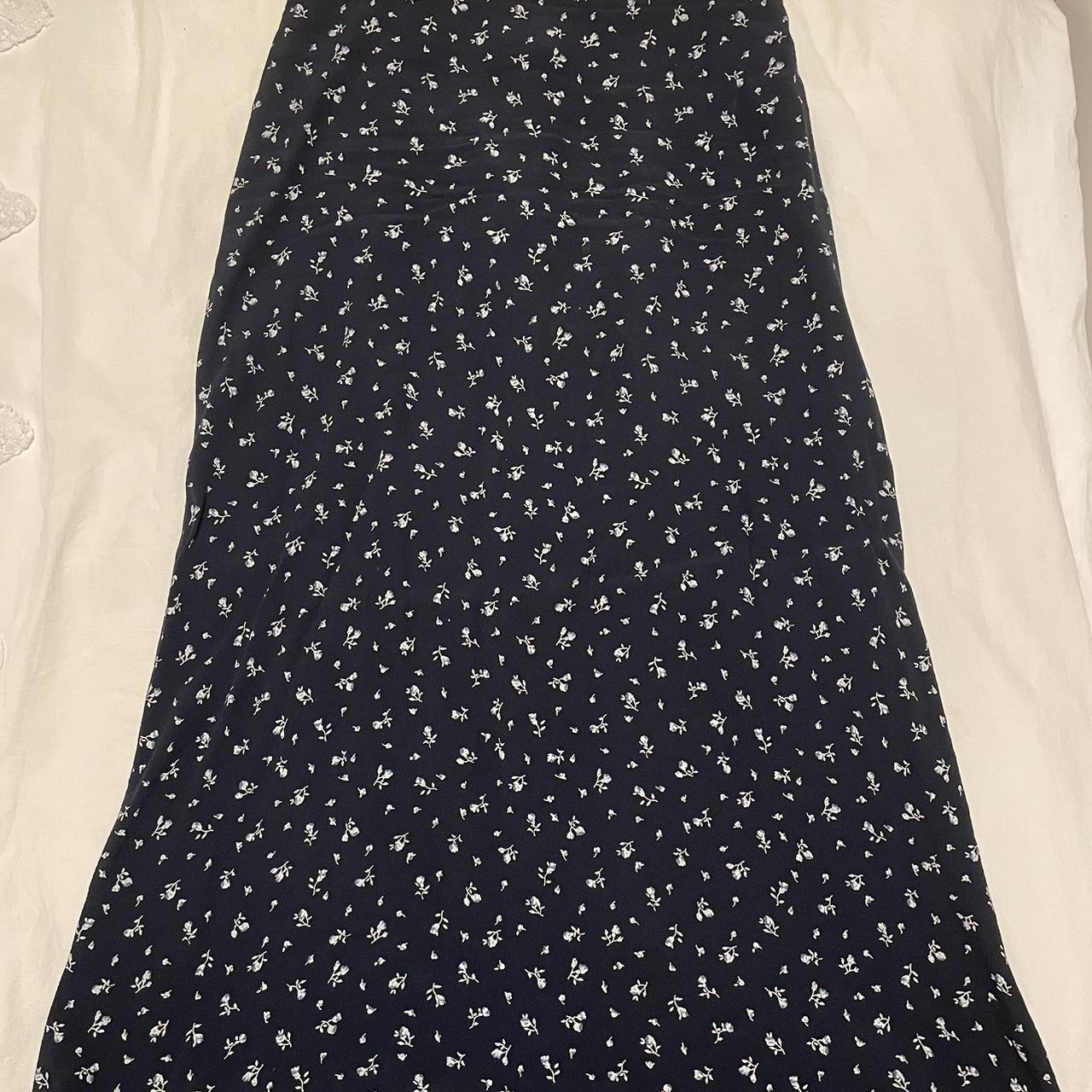 Brandy Melville maxi floral skirt. Navy blue, so... Depop