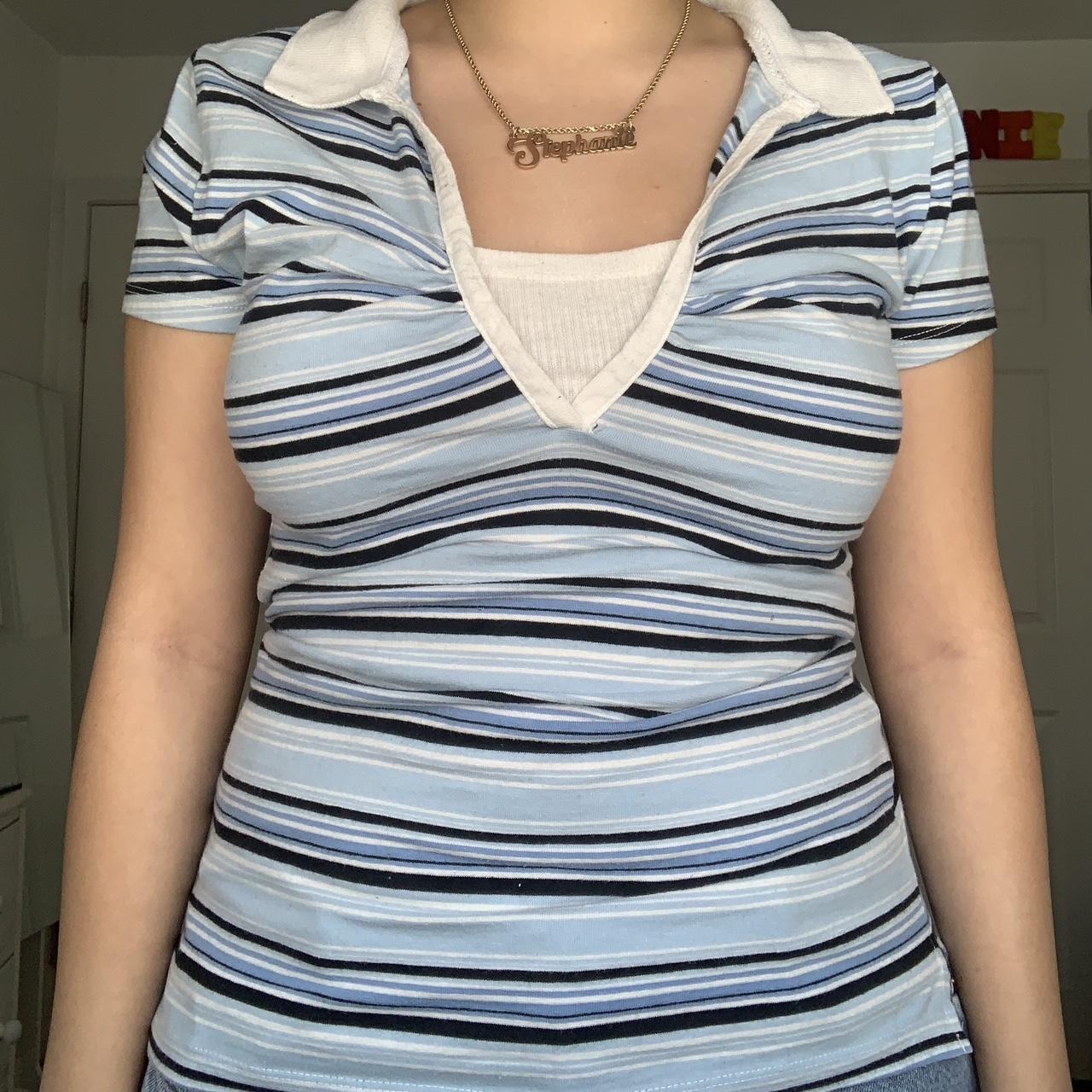Adorable y2k Bugle Boy stripped collar shirt 🪁 soft... Depop