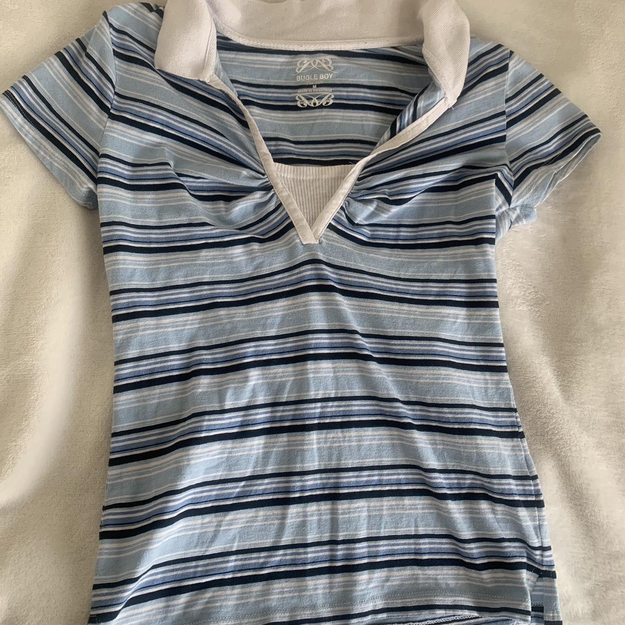 Adorable y2k Bugle Boy stripped collar shirt 🪁 soft... Depop