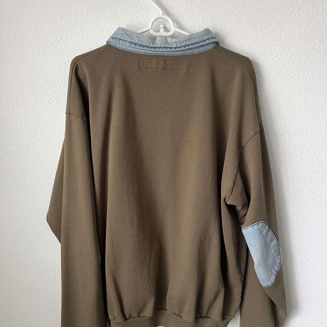 CPFM Green Flash Denim Half Zip Olive Green- Size Large | Depop