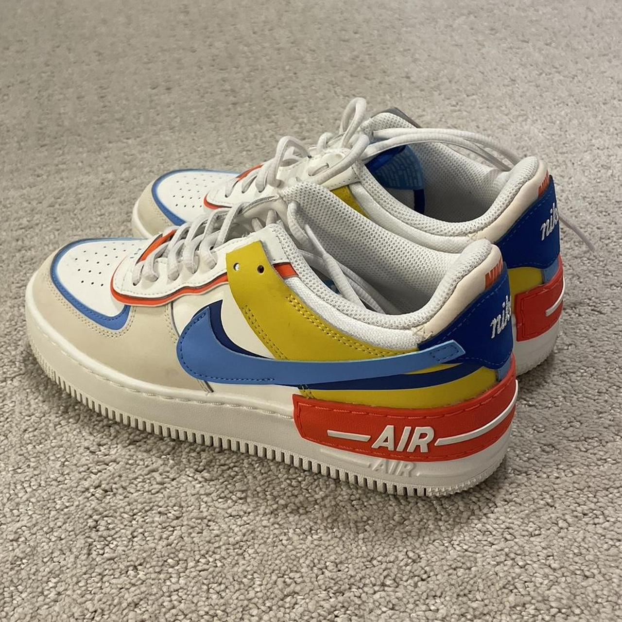 Nike colored air forces! - worn once - size 8.5... - Depop