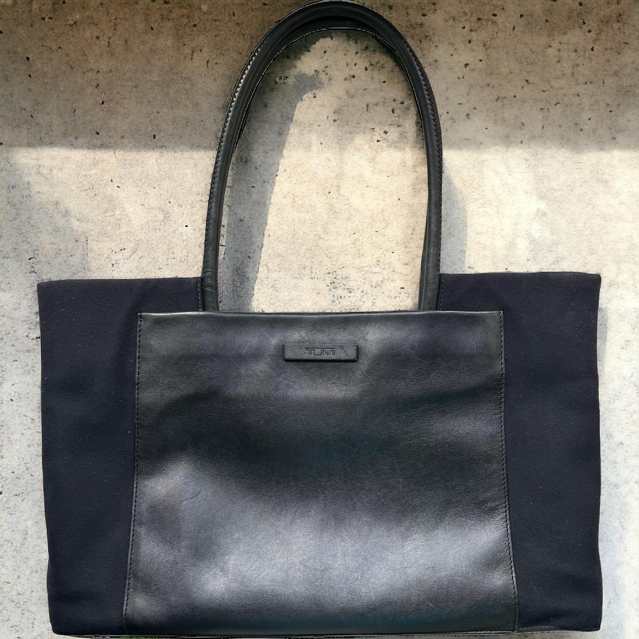 Tumi Everyday Leather and Nylon Tote Bag Black... Depop