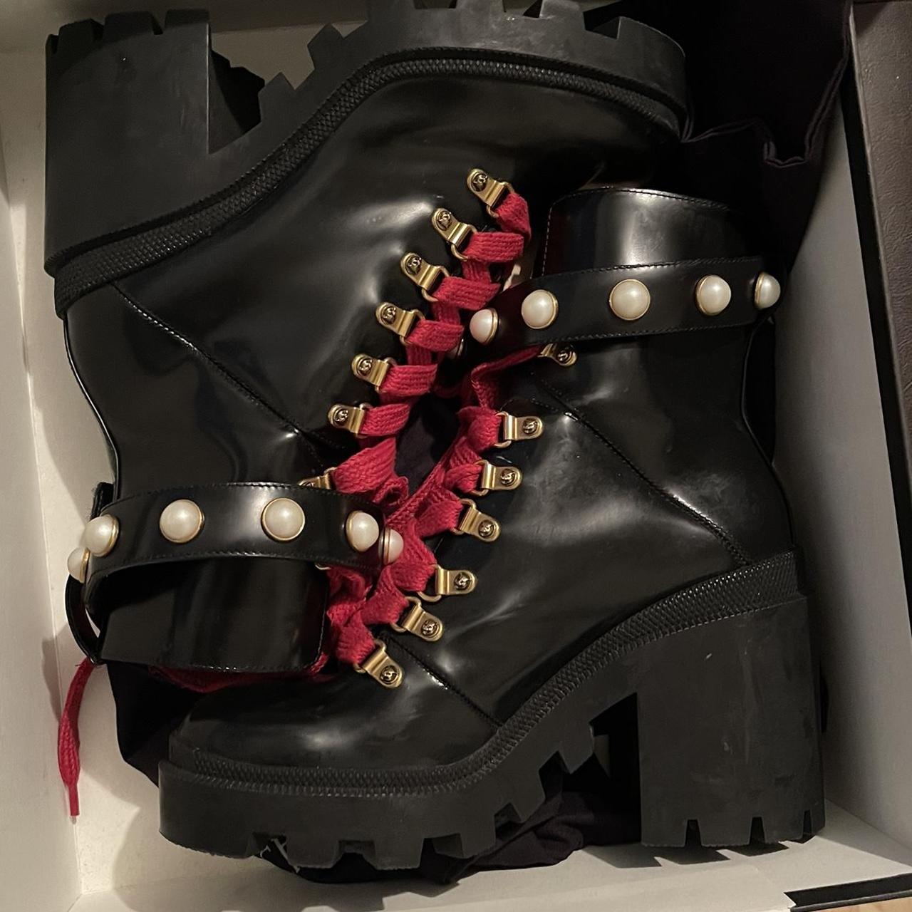 Gucci boots hotsell red laces