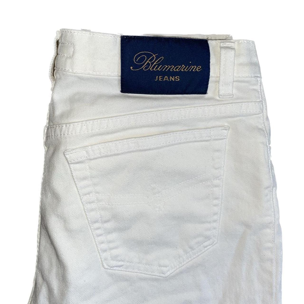 Blumarine Women's White and Pink Jeans | Depop