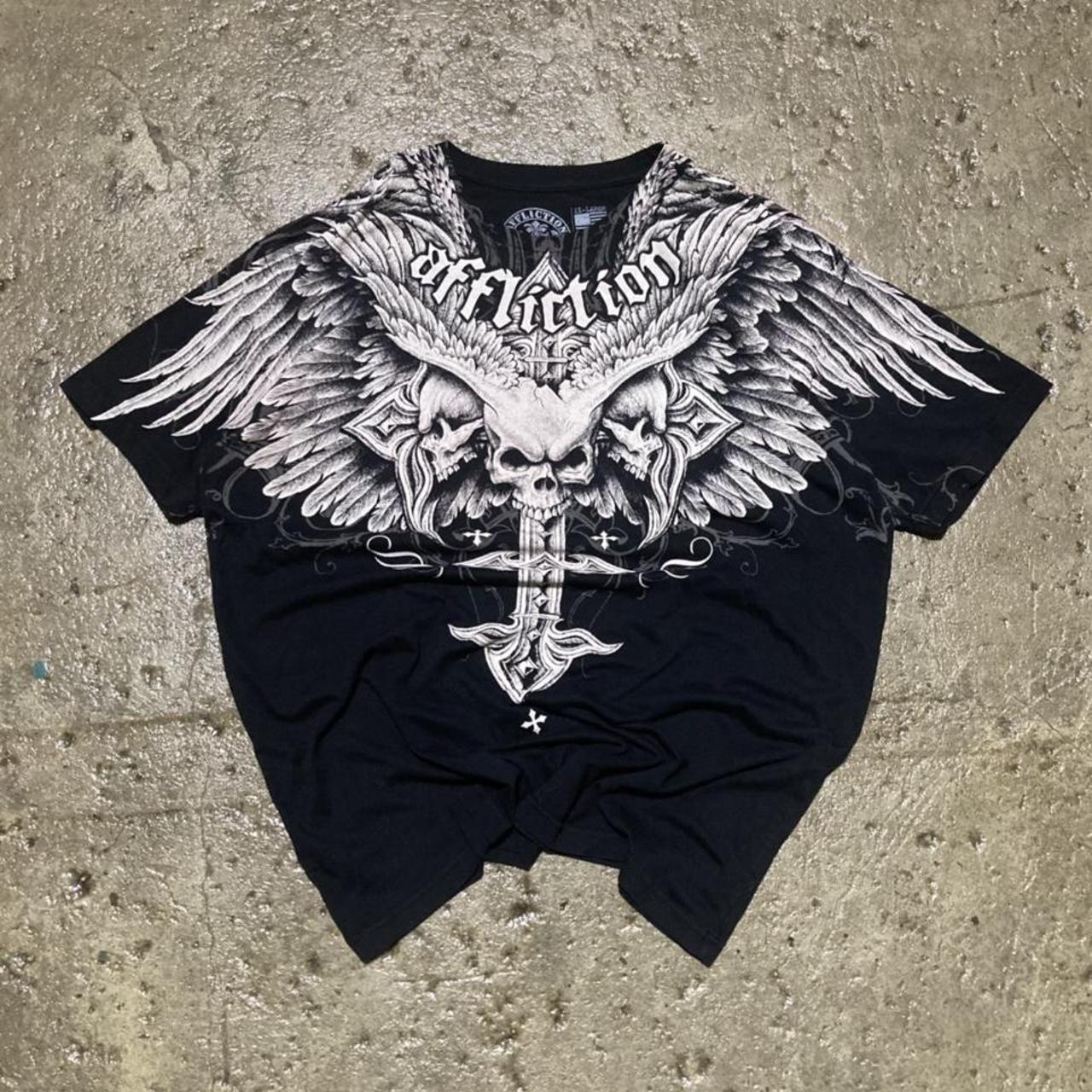 Crazy Vintage Y2K Affliction T-Shirt MMA Elite Cyber... - Depop