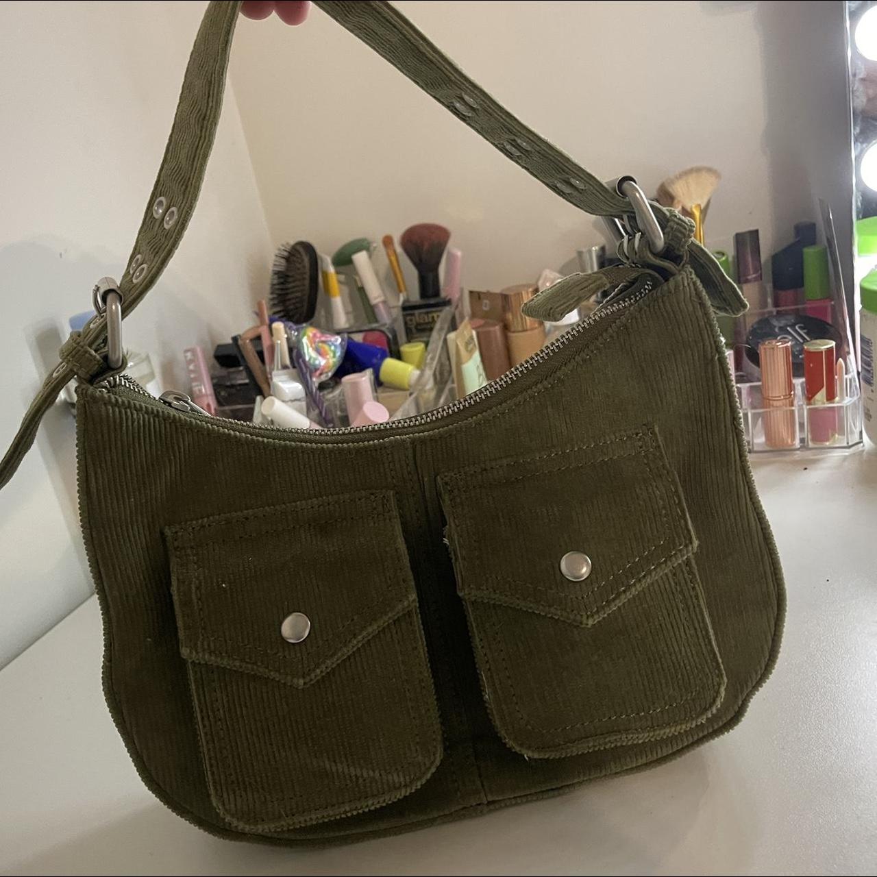Brandy Melville corduroy baguette bag with metal... Depop