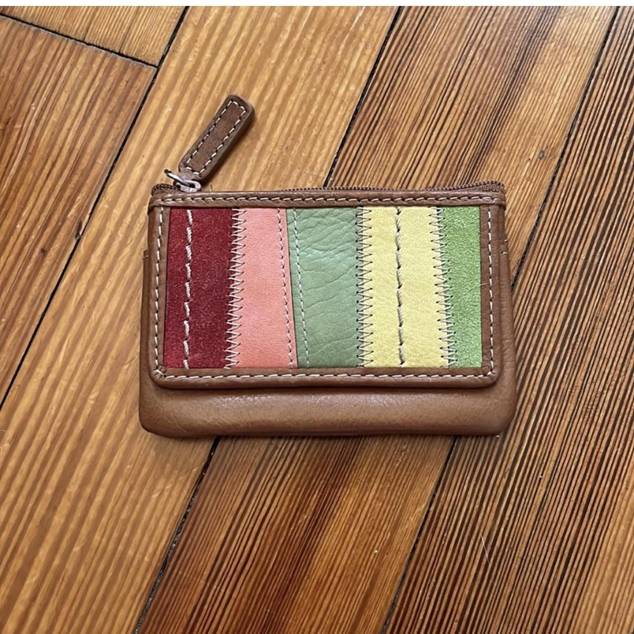 repop Fossil Leather Patchwork Mini Wallet Coin. Depop