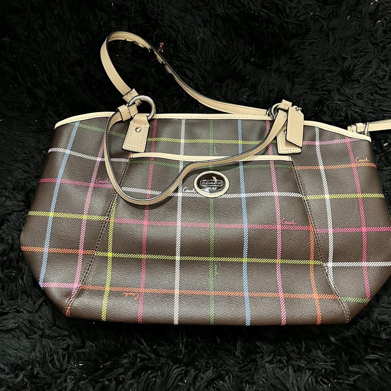 Coach Peyton Tattersall F20093 Cream Multicolor Plaid Tote Shoulder Bag  Purse | Purses and bags, Plaid tote, Bags