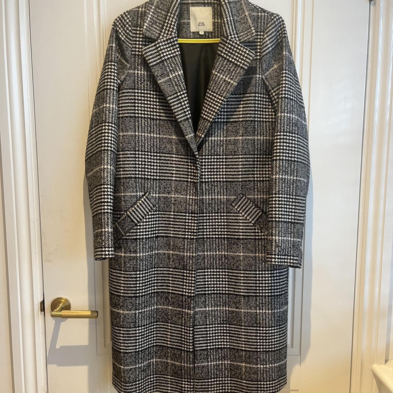 River Island long checked coat. Very good condition.... Depop