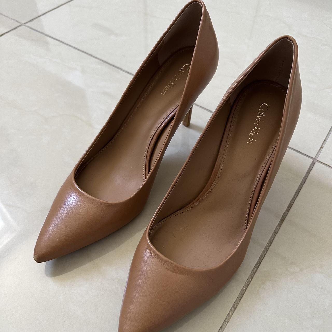 Light Brown Tan Calvin Klein Heels - Depop