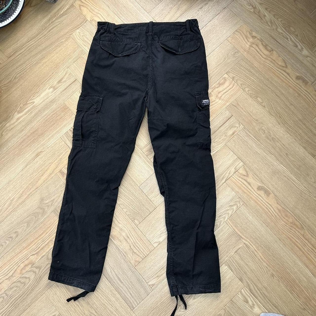 carhartt black drawstring cargo pants size xs waist - Depop