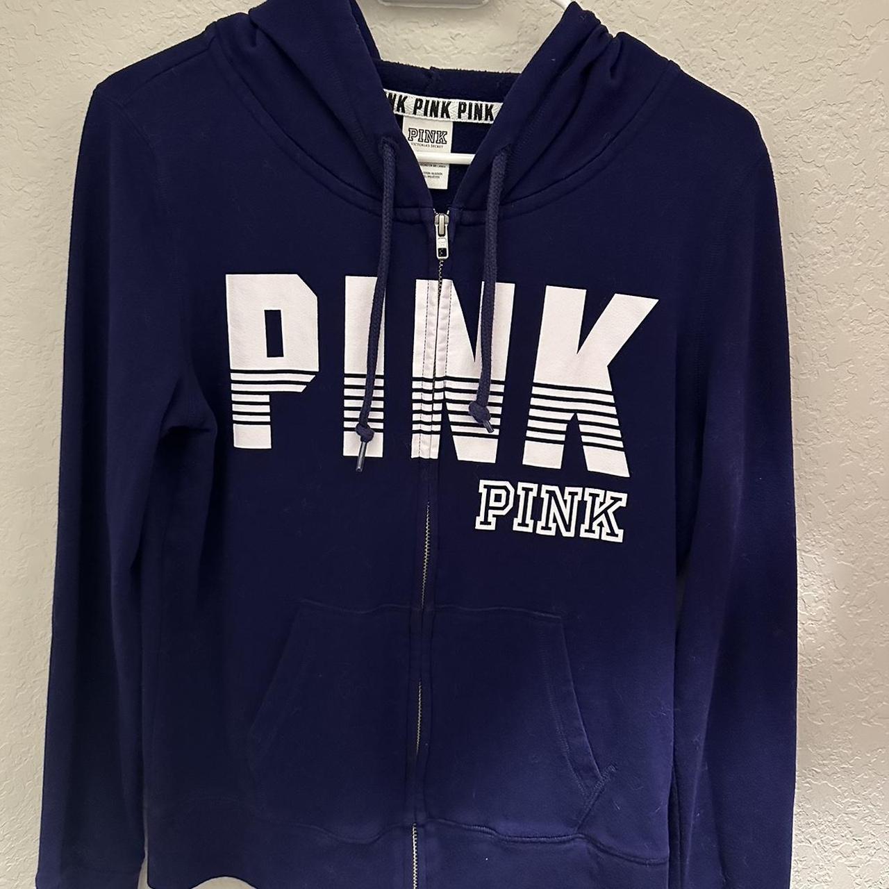 victoria’s secret “PINK” purple zip-up jacket size... - Depop