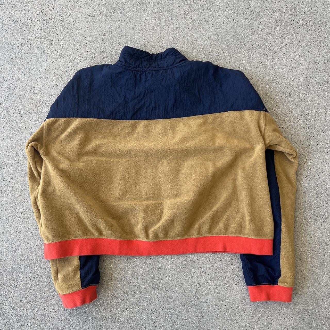 Vintage Nike Brown/Navy Label Fleece-Style 1/4 Zip | Depop