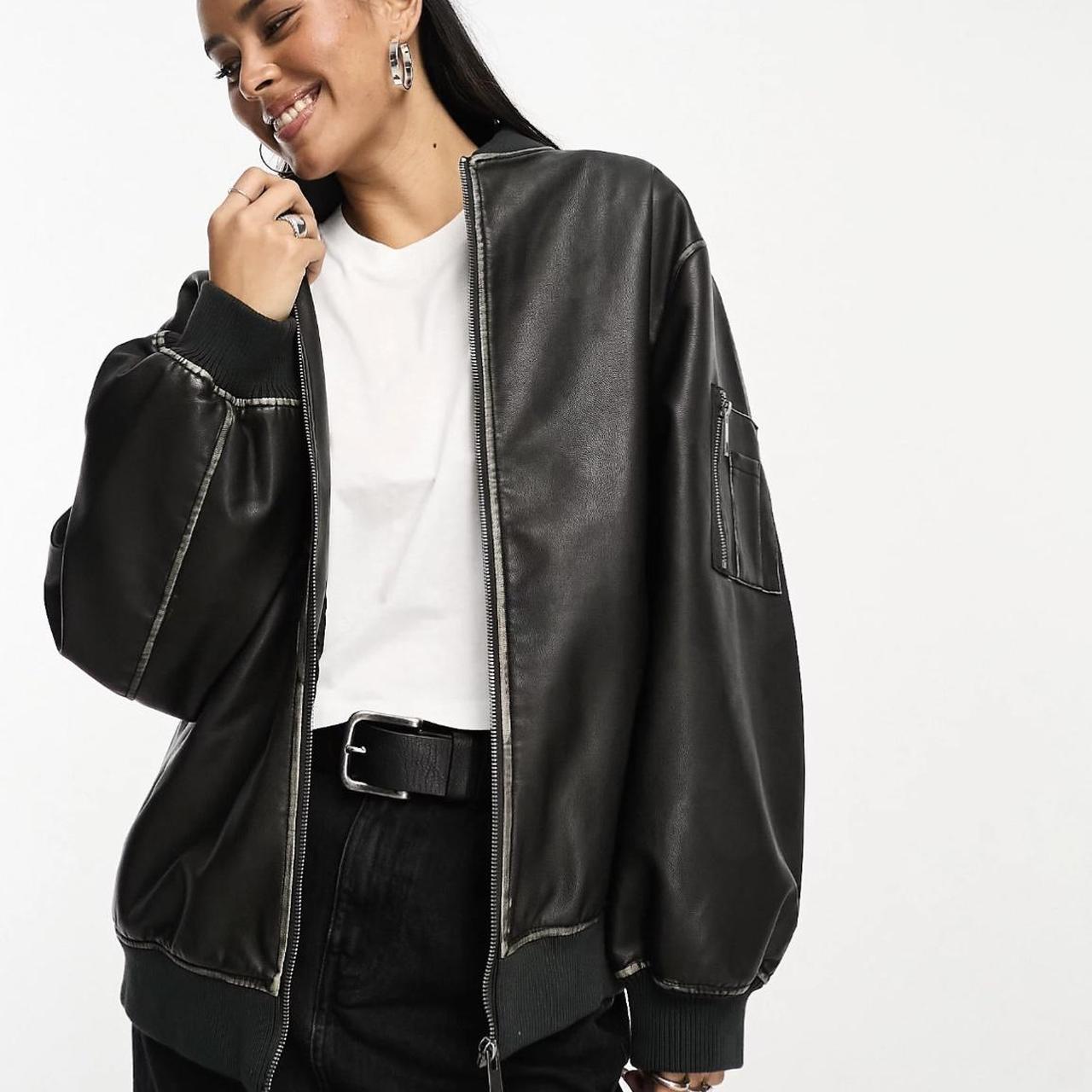 ASOS Design oversized bomber jacket in 'black', Depop