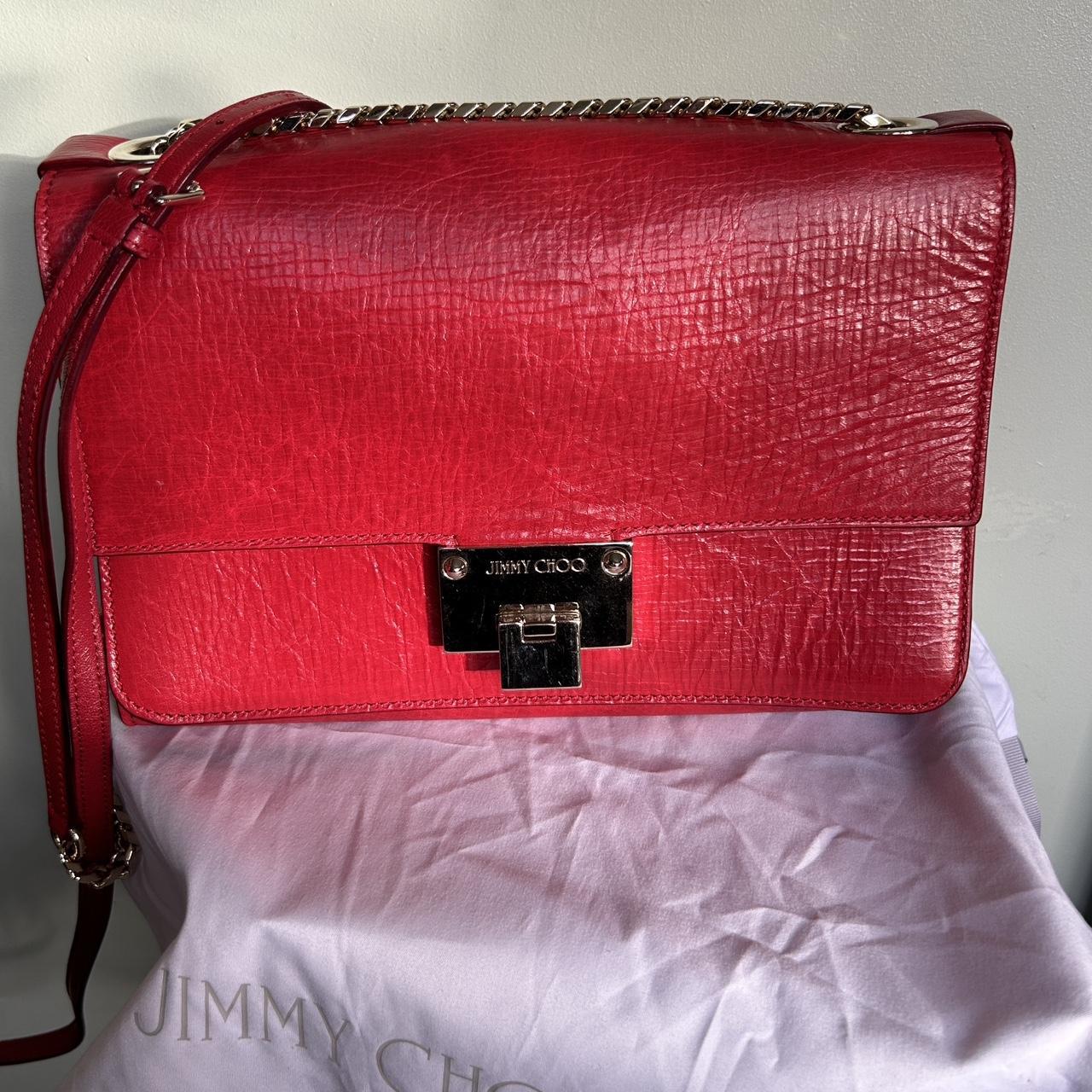 JIMMY CHOO REBEL 27CM RED LEATHER SHOULDER. Depop