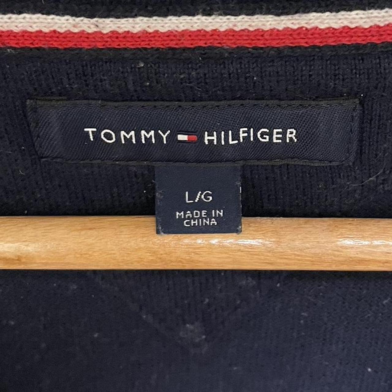 Tommy Hilfiger Men's Green and Navy Jumper | Depop