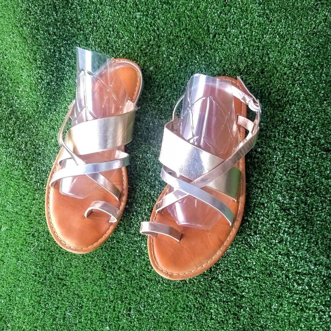 Buy Bronze Flat Sandals for Women by Sole head Online | Ajio.com