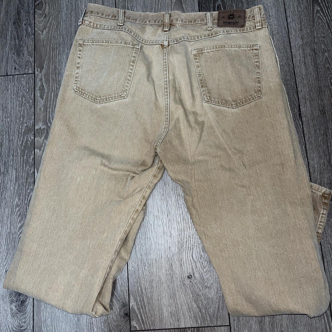 brown denim wranglers great condition,... - Depop