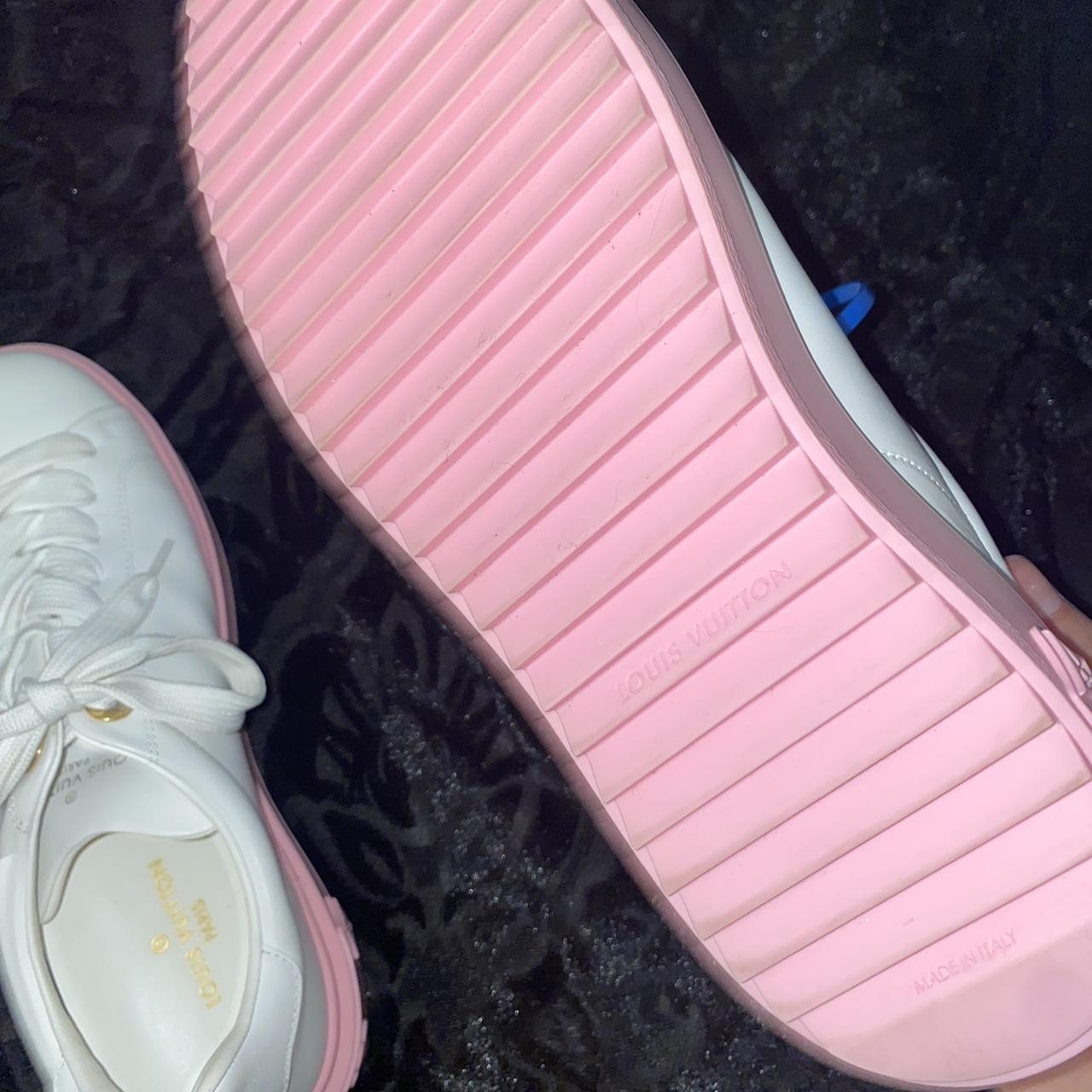 LOUIS VUITTON Time Out Bow Sneakers 40 White Pink 1232800