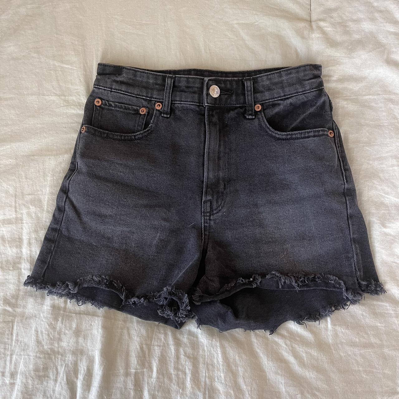 Size 00 american eagle black denim shorts - Depop