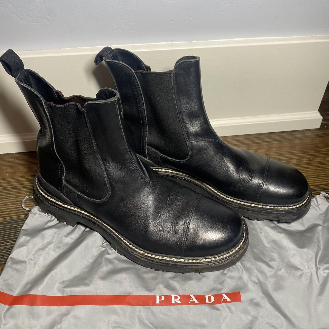 Beautiful Prada rain boots in the color burgundy, - Depop