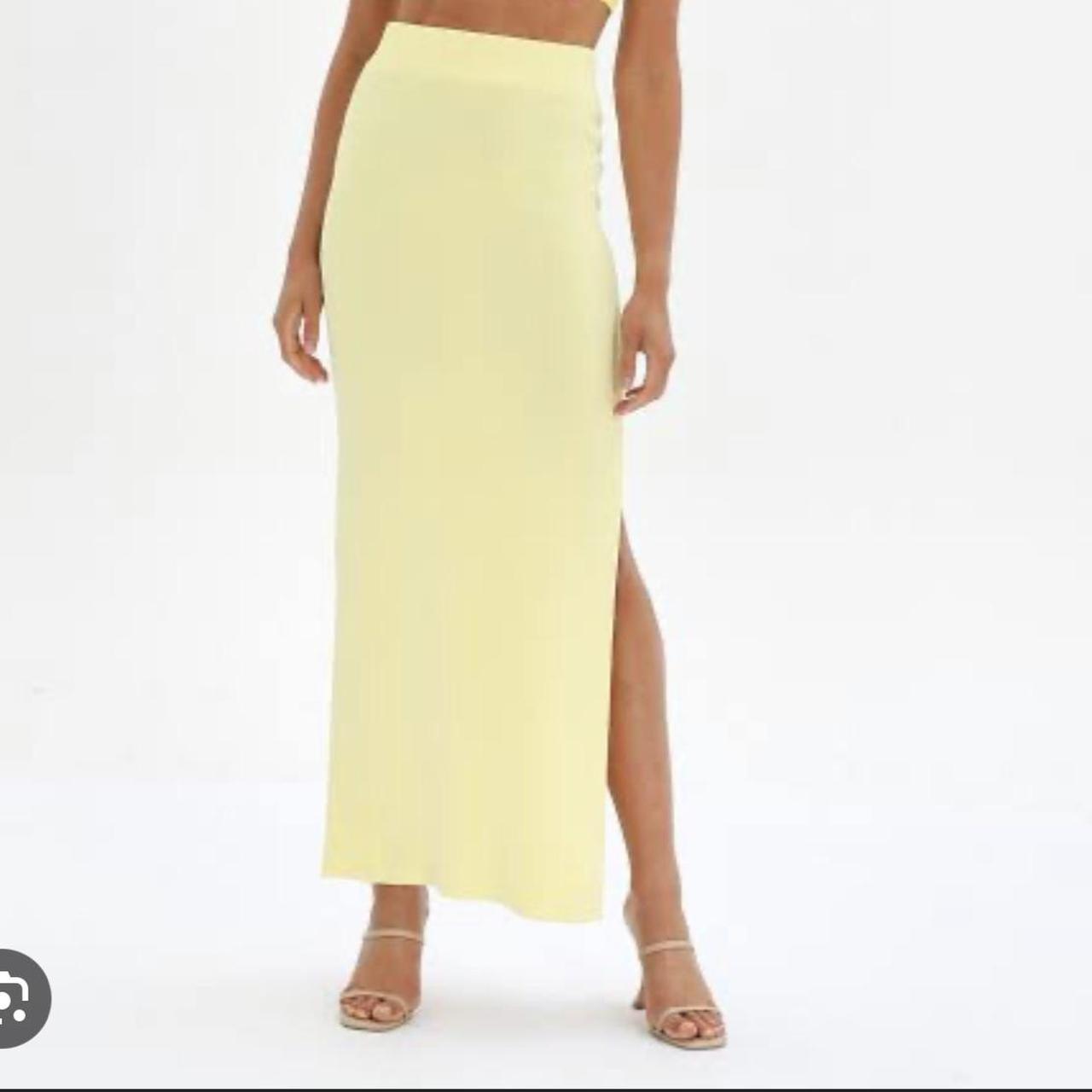 Glassons Yellow Knit Maxi Skirt Never Worn Size Small Depop