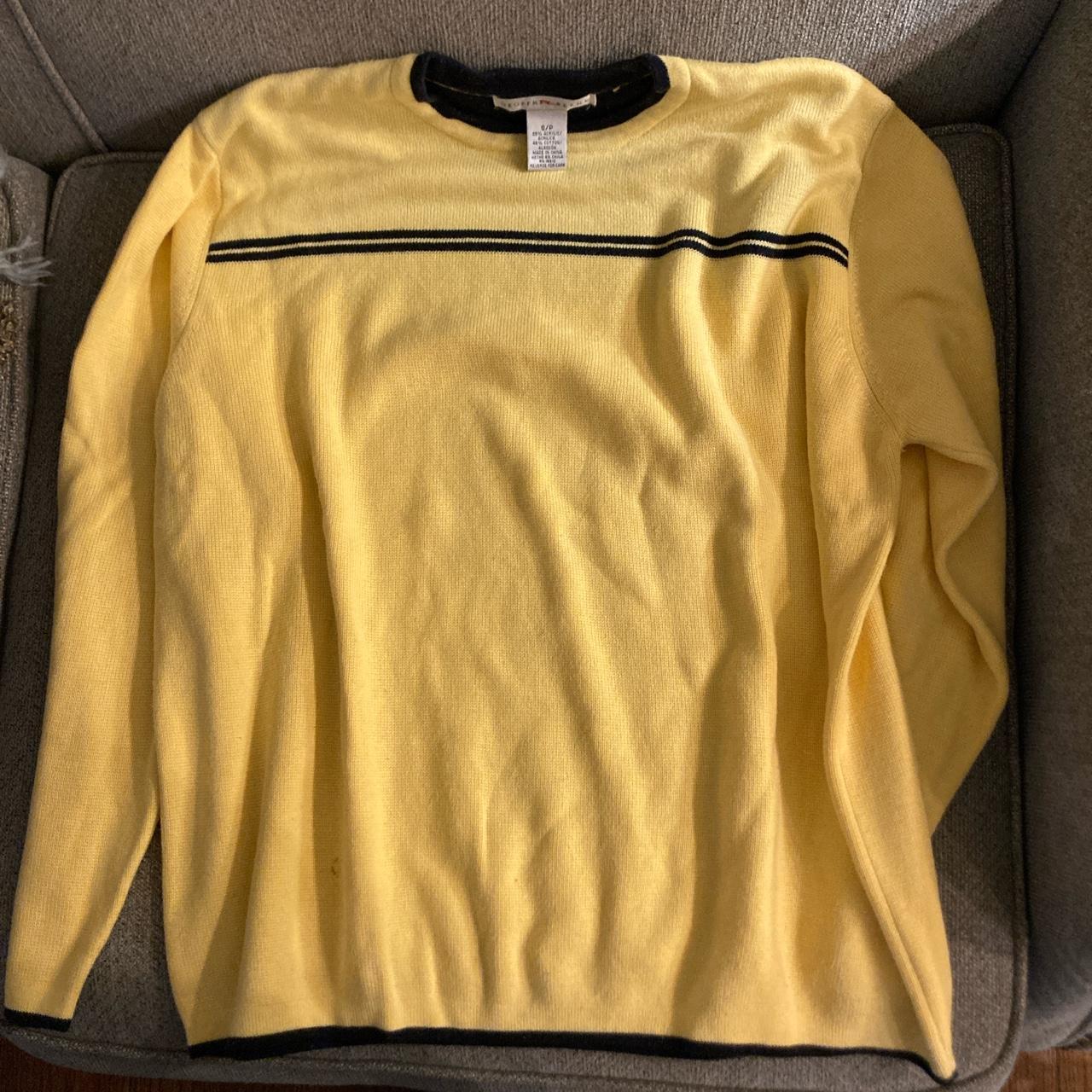 Geoffrey Beene Women's Yellow and Navy Jumper