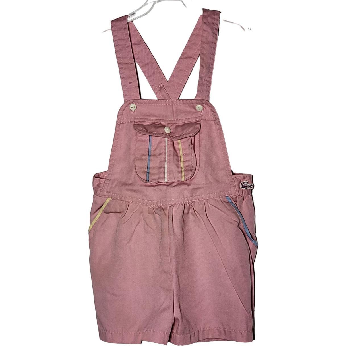 Vintage Izod Lacoste Pink Overalls with a Pocket... Depop