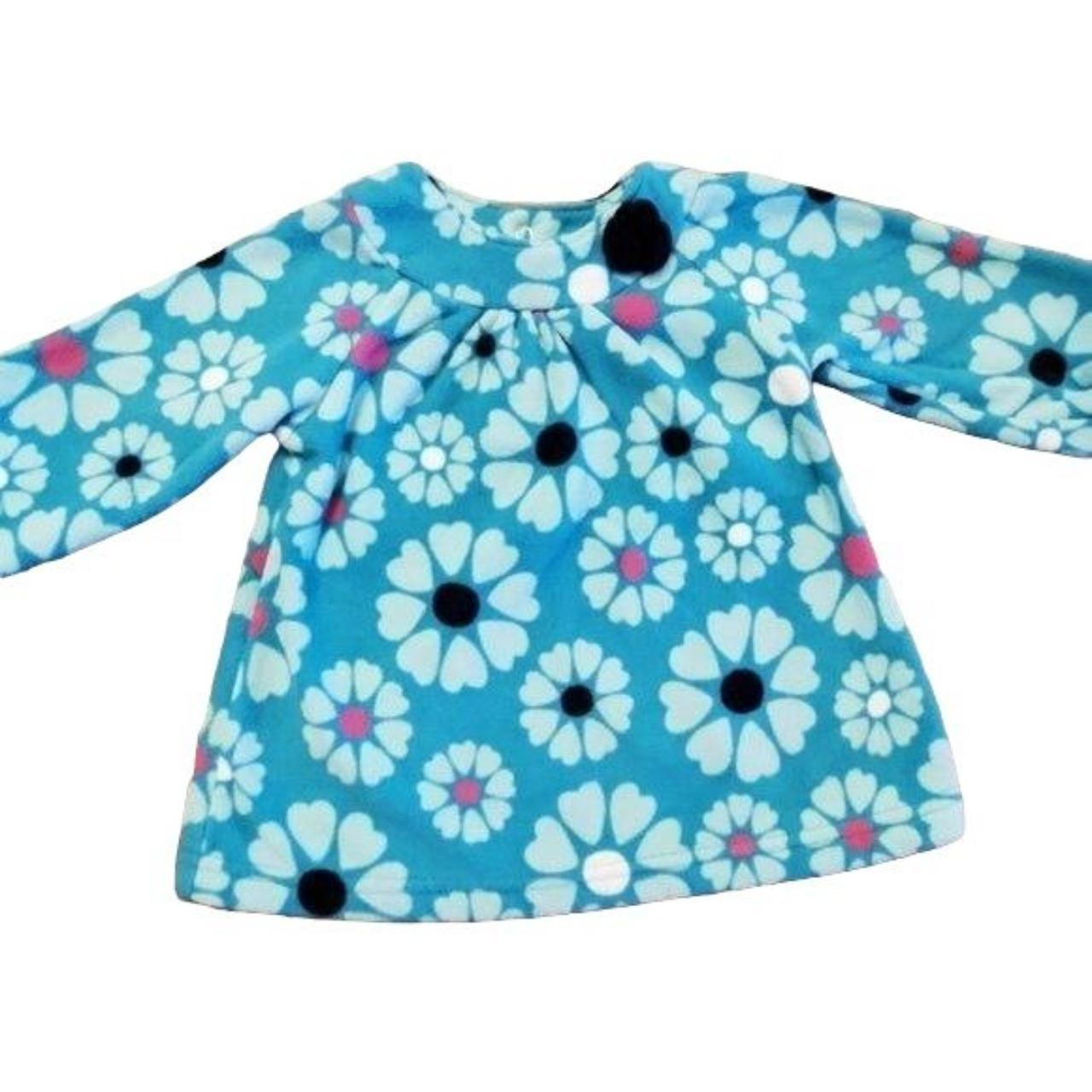 Carter's Baby Girl's Blue Floral Fleece Shirt Size... Depop