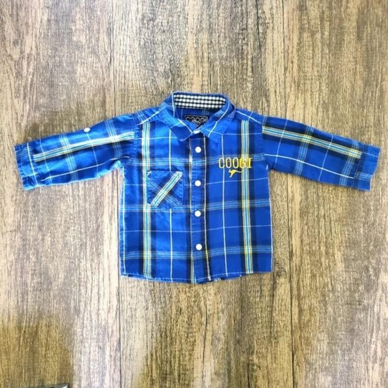 COOGI Baby Boy's Blue Plaid ButtonDown Long Sleeve... Depop