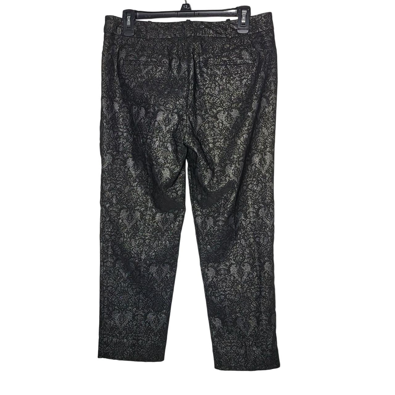 Glitter Printed Ankle Pants Black Slacks Size:... - Depop