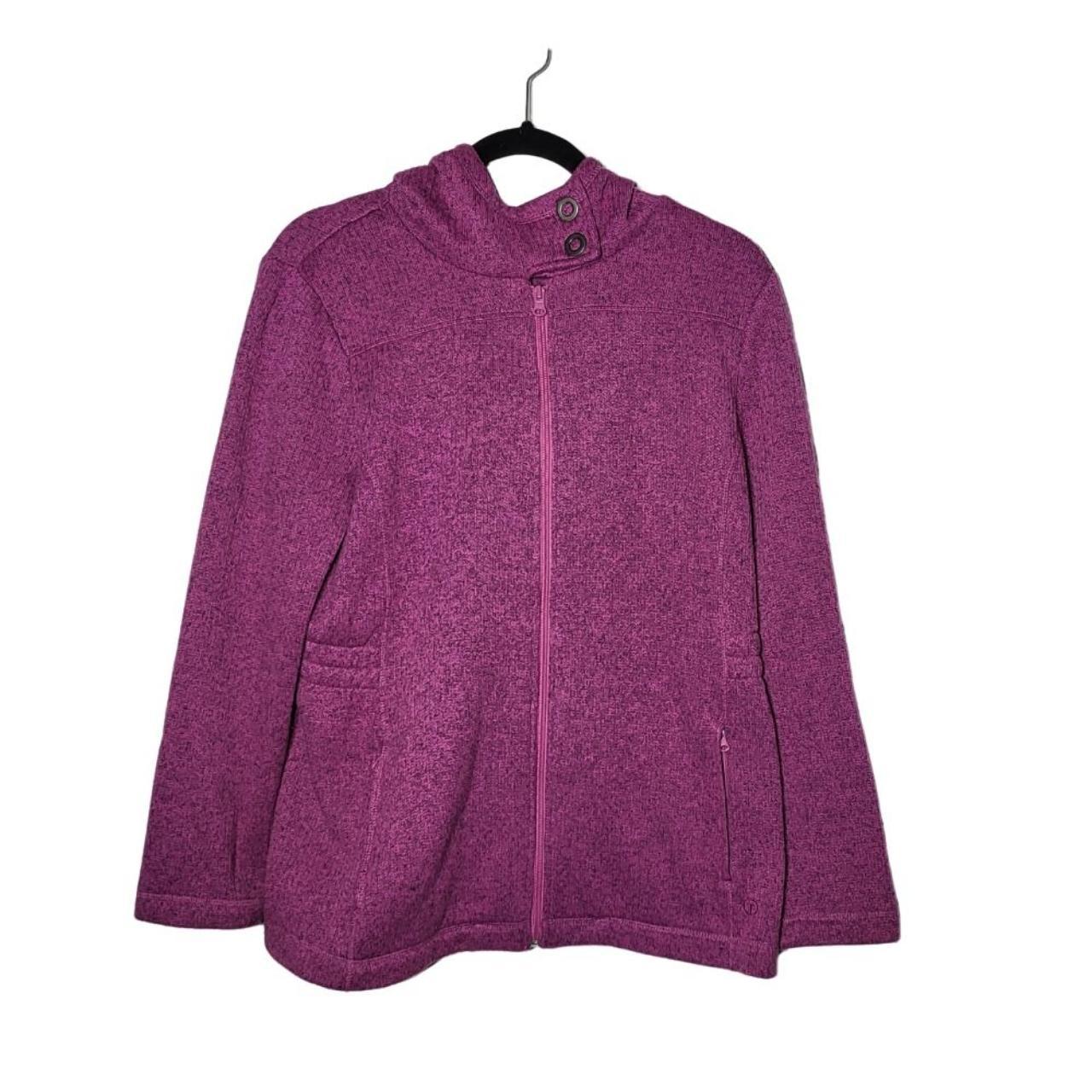 T by Talbots Fleece Zip-Up Activewear Jacket Purple... - Depop