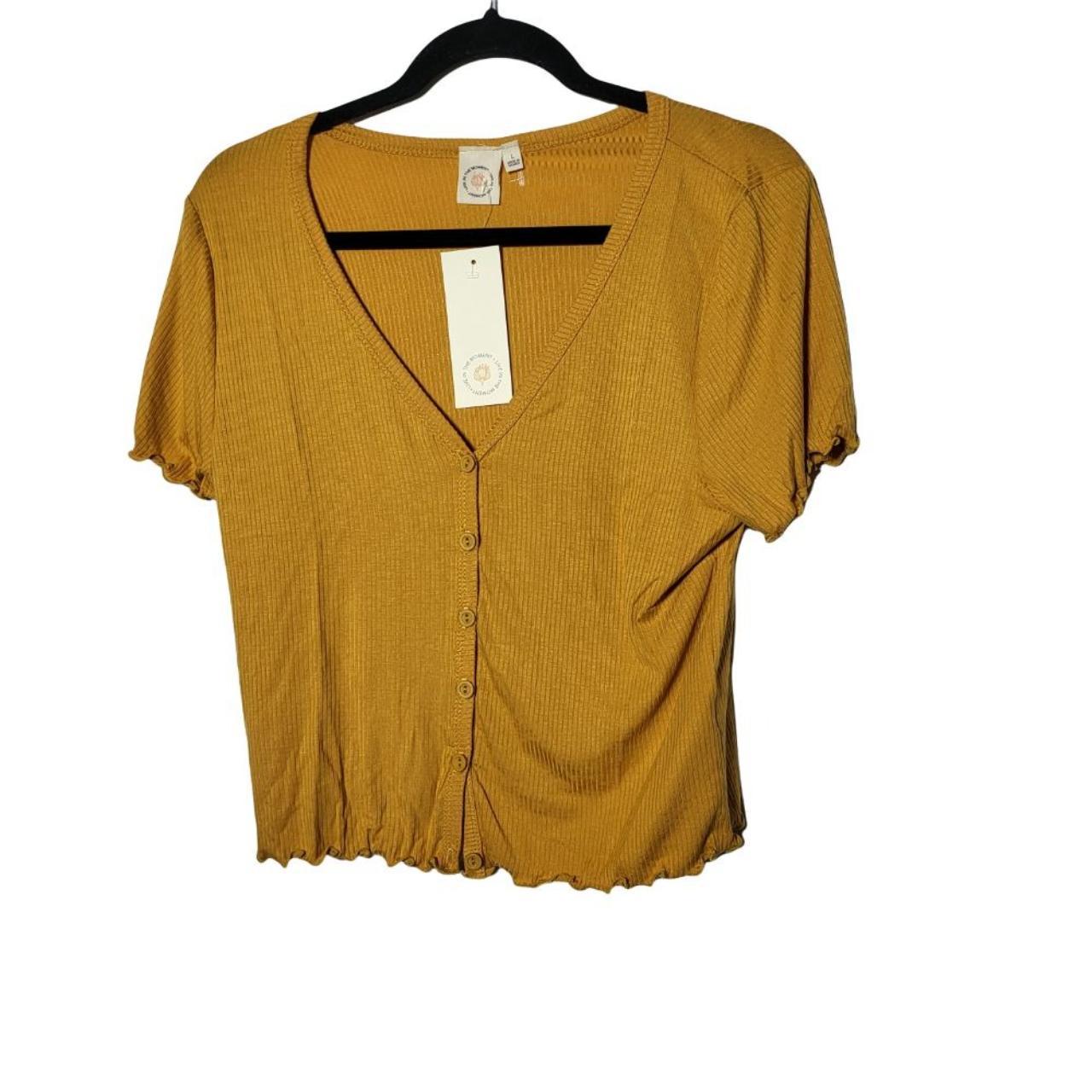 nwt-live-in-the-moment-button-down-crop-top-mustard-depop