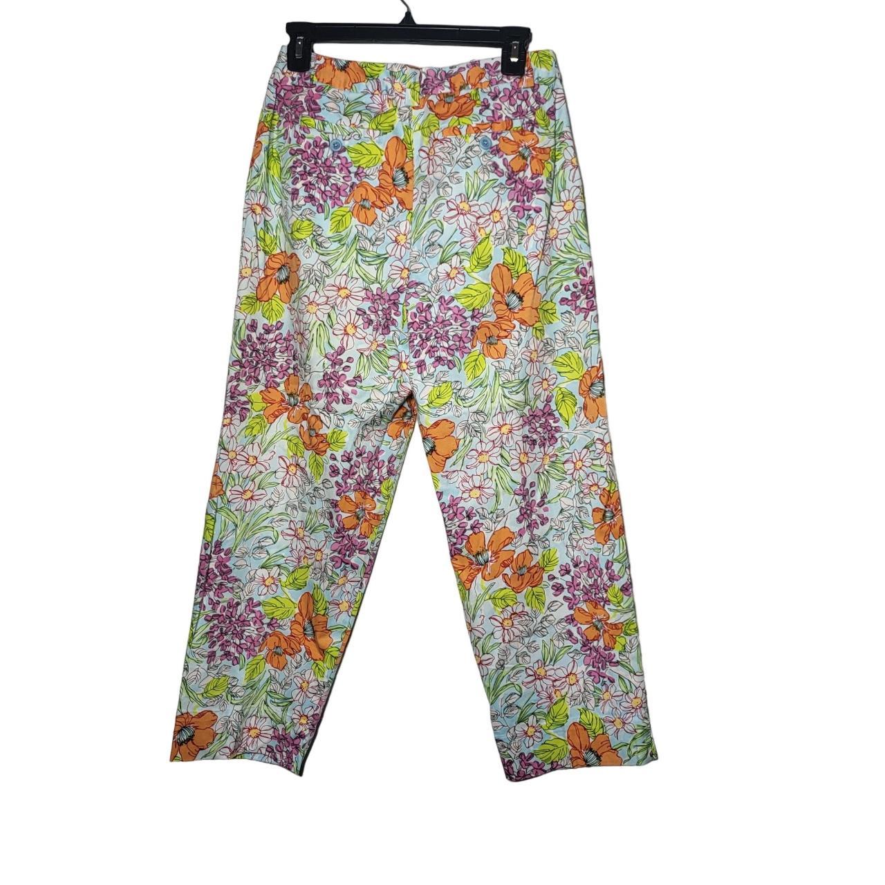 Talbots Women's Stretch Floral Pants Size 6 Size:... - Depop